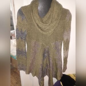 BKE Olive and Gray Cowl Neck Sweater